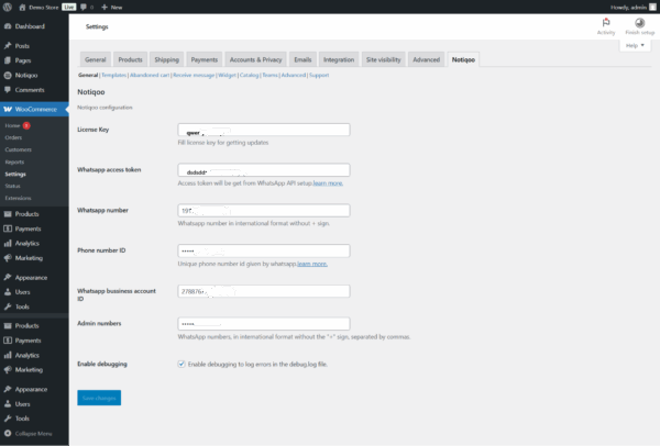 General Settings - Notiqoo