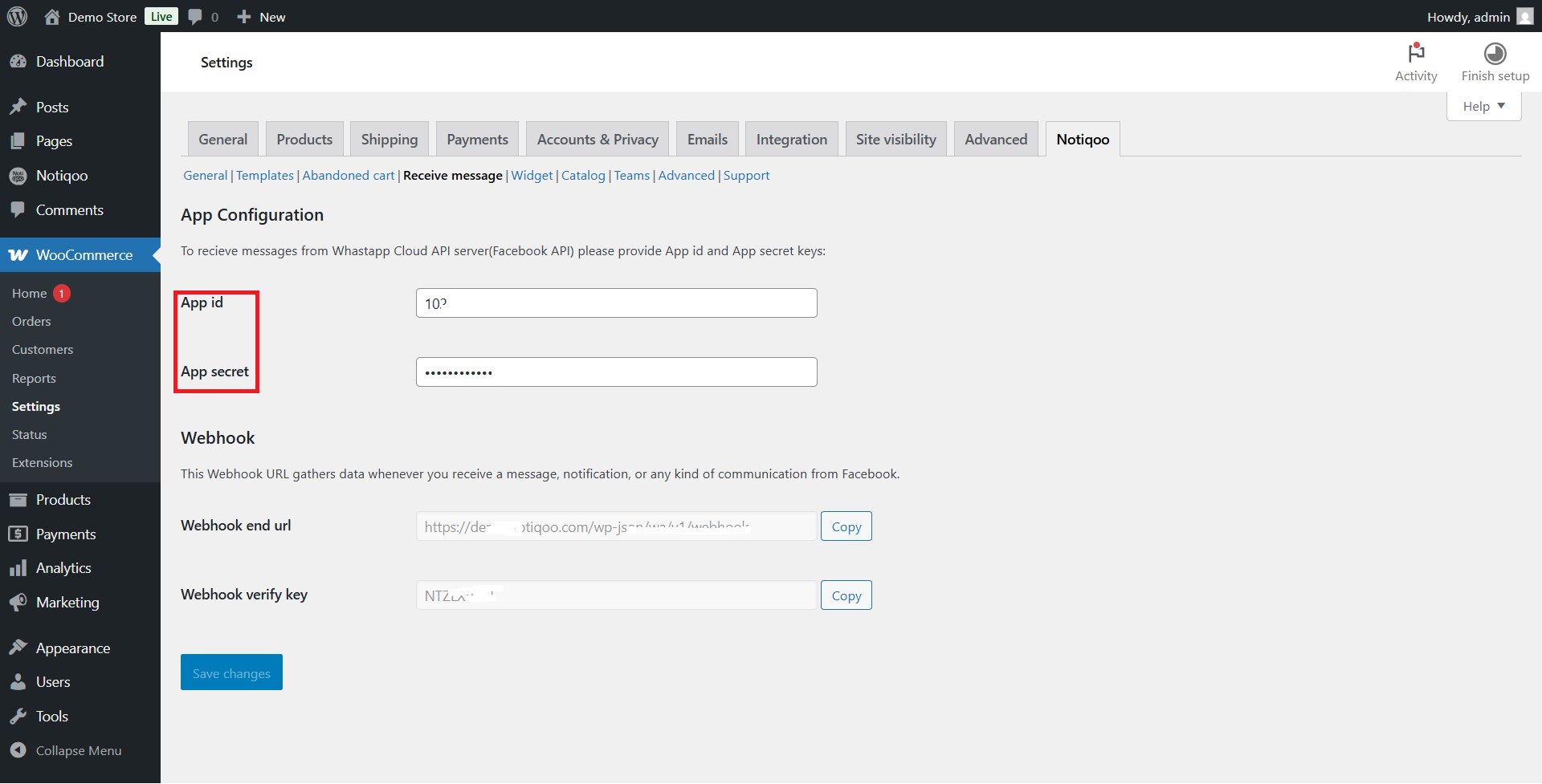 Notiqoo-receive-settings