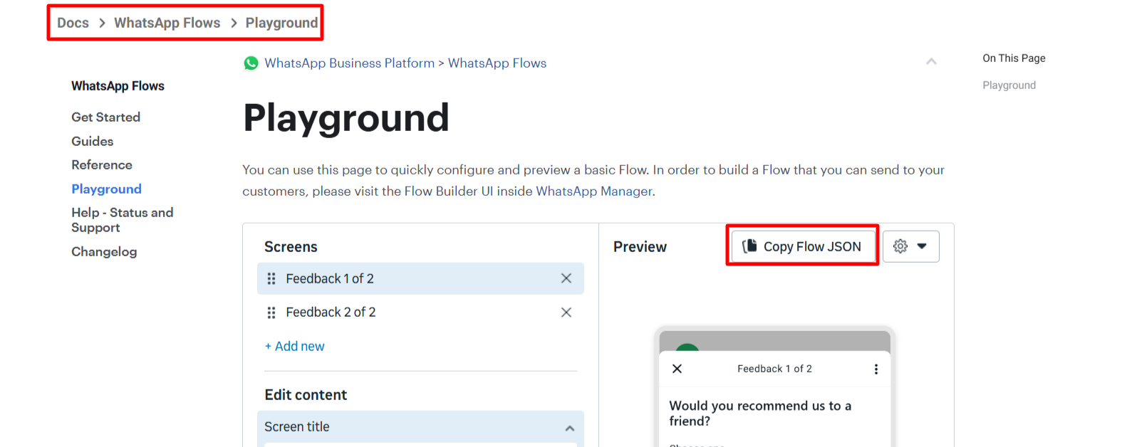 Whatsapp flow playground