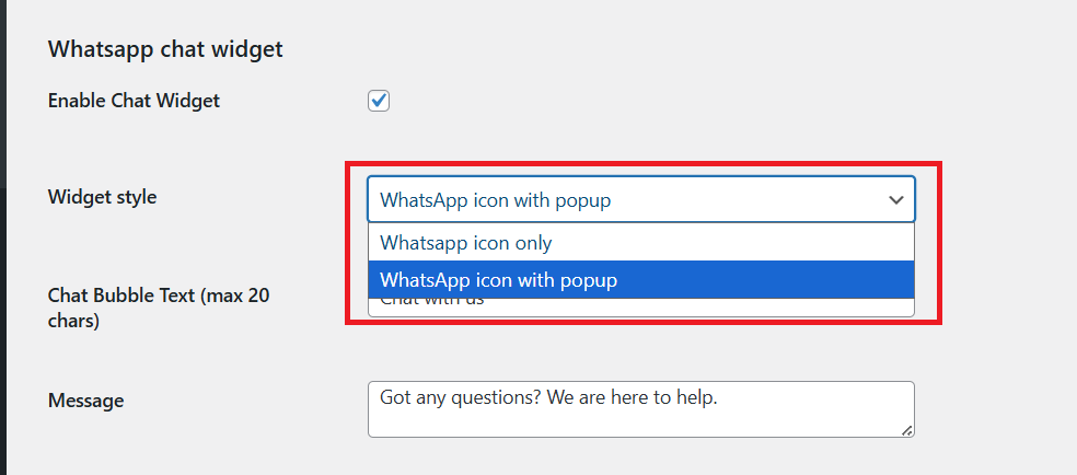 widget setting