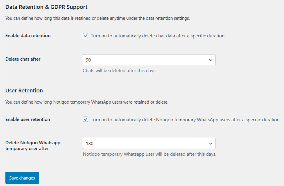 user retention&GDPR-support