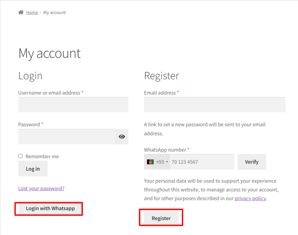 Login with WhatsApp for WooCommerce