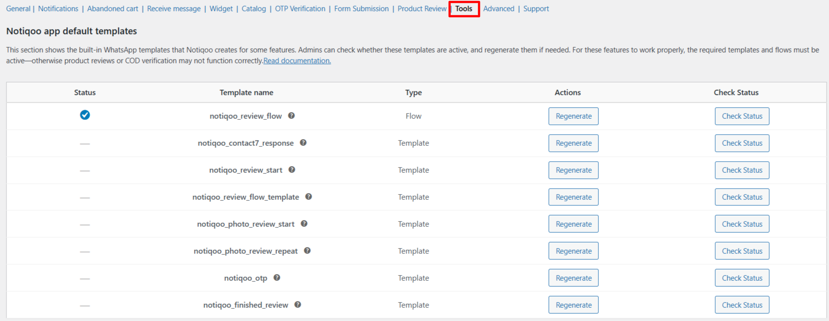 tools setting page for WooCommerce automation