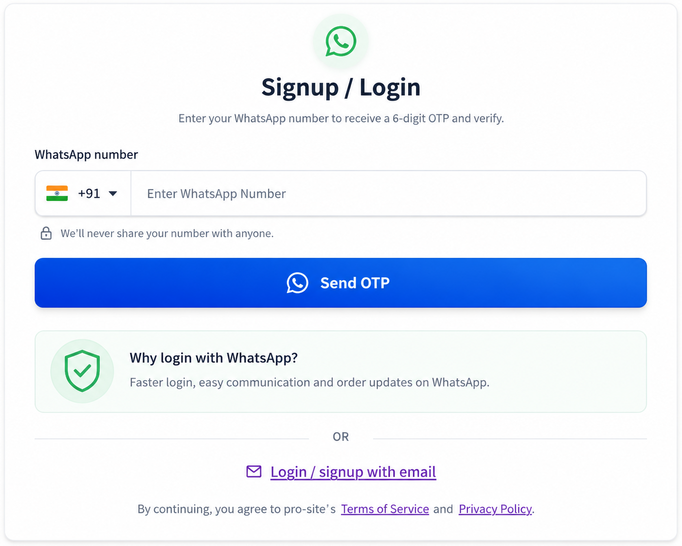 login-via-whatsapp-by-shortcode